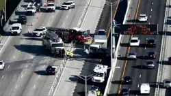 Multi-vehicle crash shuts down SB lanes on I-95 near Hallandale Beach Blvd.; 5 hospitalized